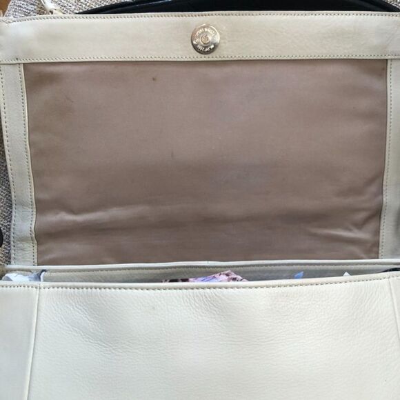 Cole Haan Genuine Leather Cream Ivory Black Cameron Shoulder HandBag Purse Bag - Picture 12 of 13